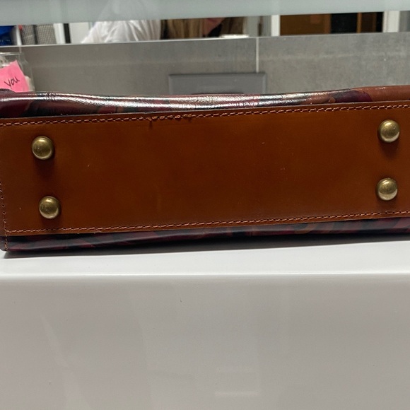 Patricia Nash, leather new without tags Floral Leather Tote Bag in Brown and Red - Picture 9 of 12